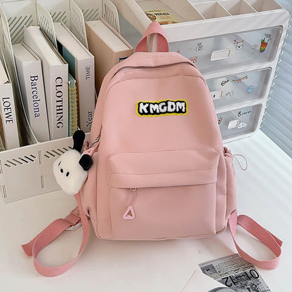 Simple solid color casual backpack campus school bag