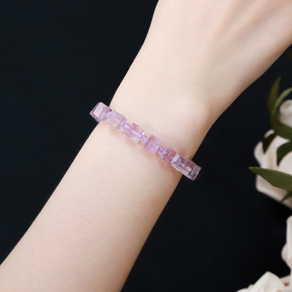 Natural purple jade rectangular sugar cube bracelet