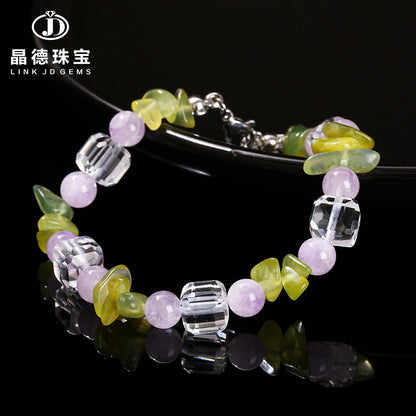 Natural purple jade white crystal sugar cube gravel bracelet