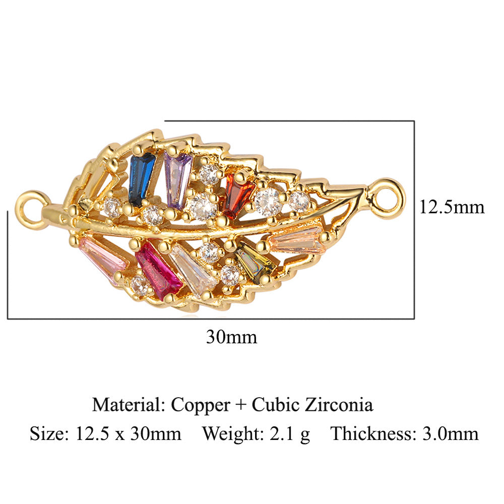 Leaves Flowers Stars Moon Double Hole Copper Zircon Accessories