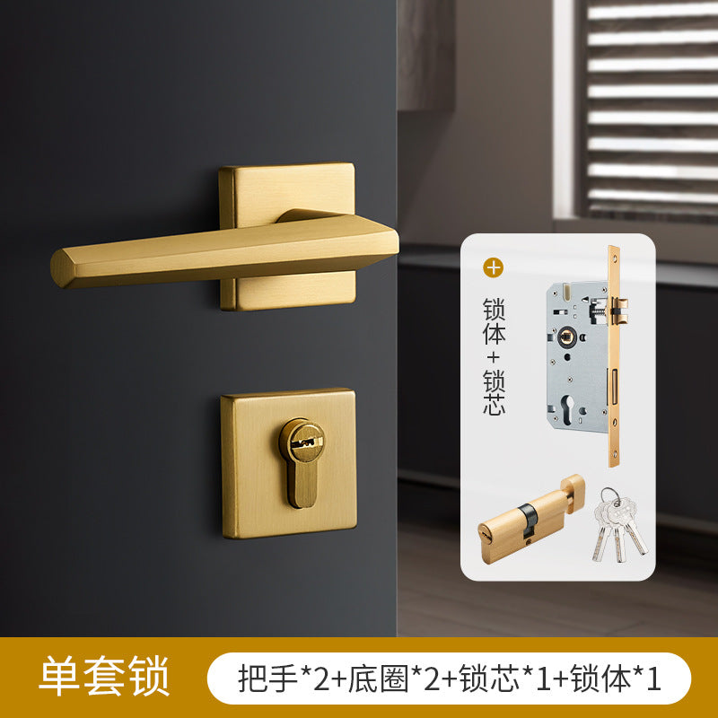 Solid brass square ring door lock