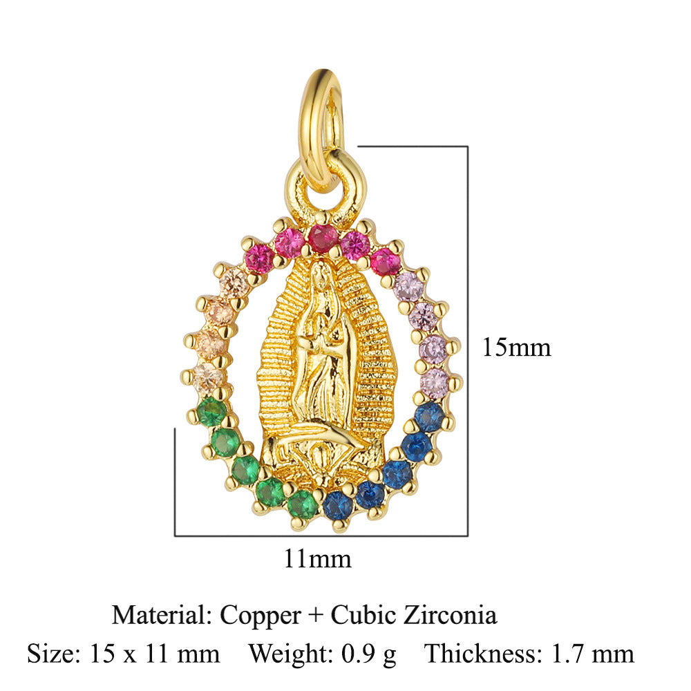 Virgin of the Cross Copper Zircon Pendant