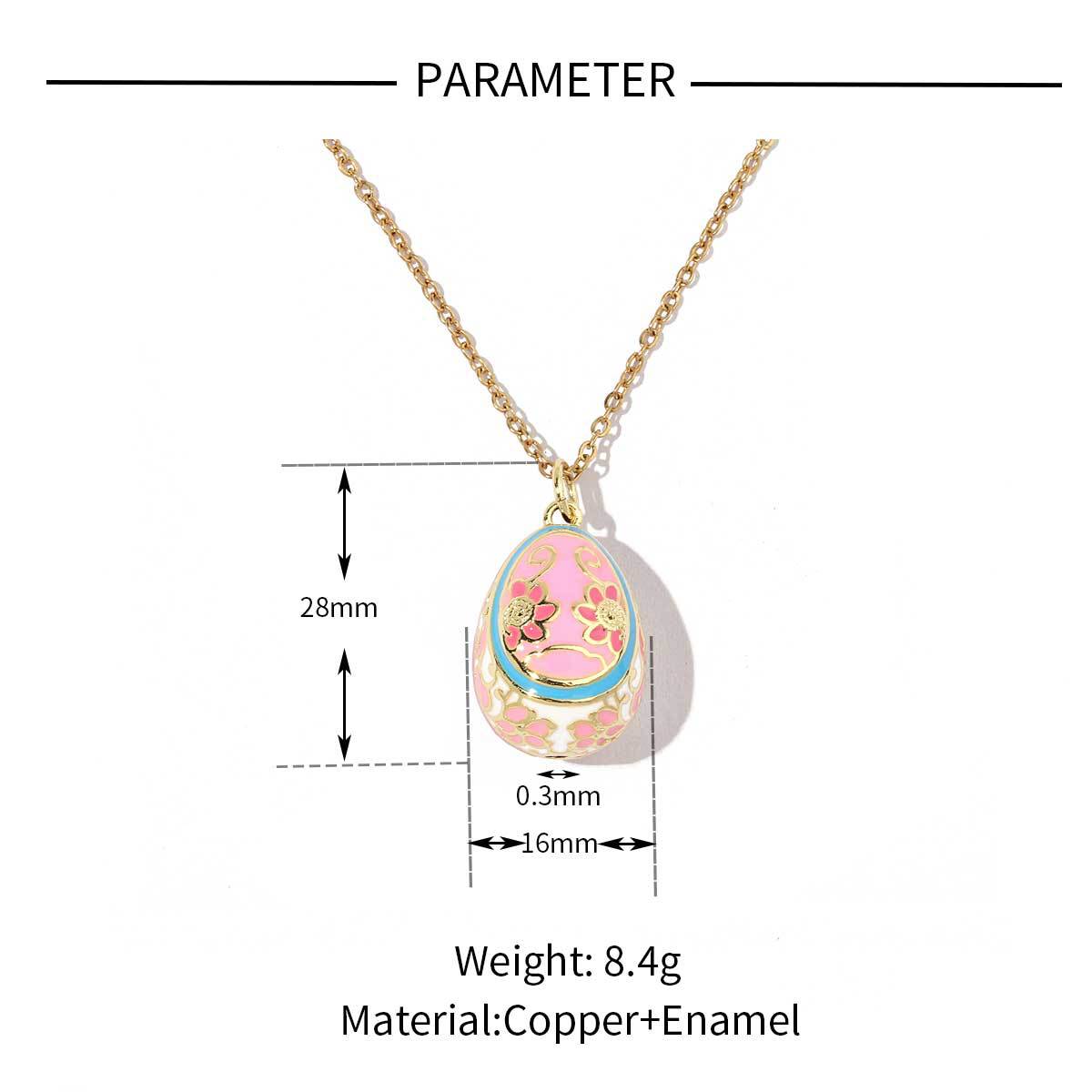 18K real gold color-preserving copper zircon Easter necklace pendant.