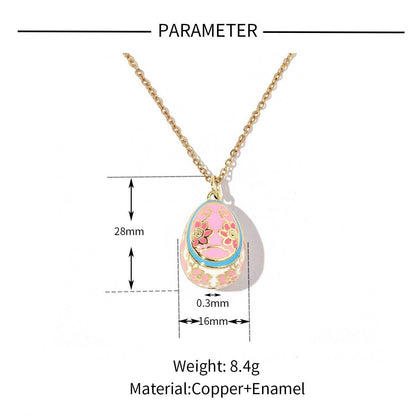 18K real gold color-preserving copper zircon Easter necklace pendant.