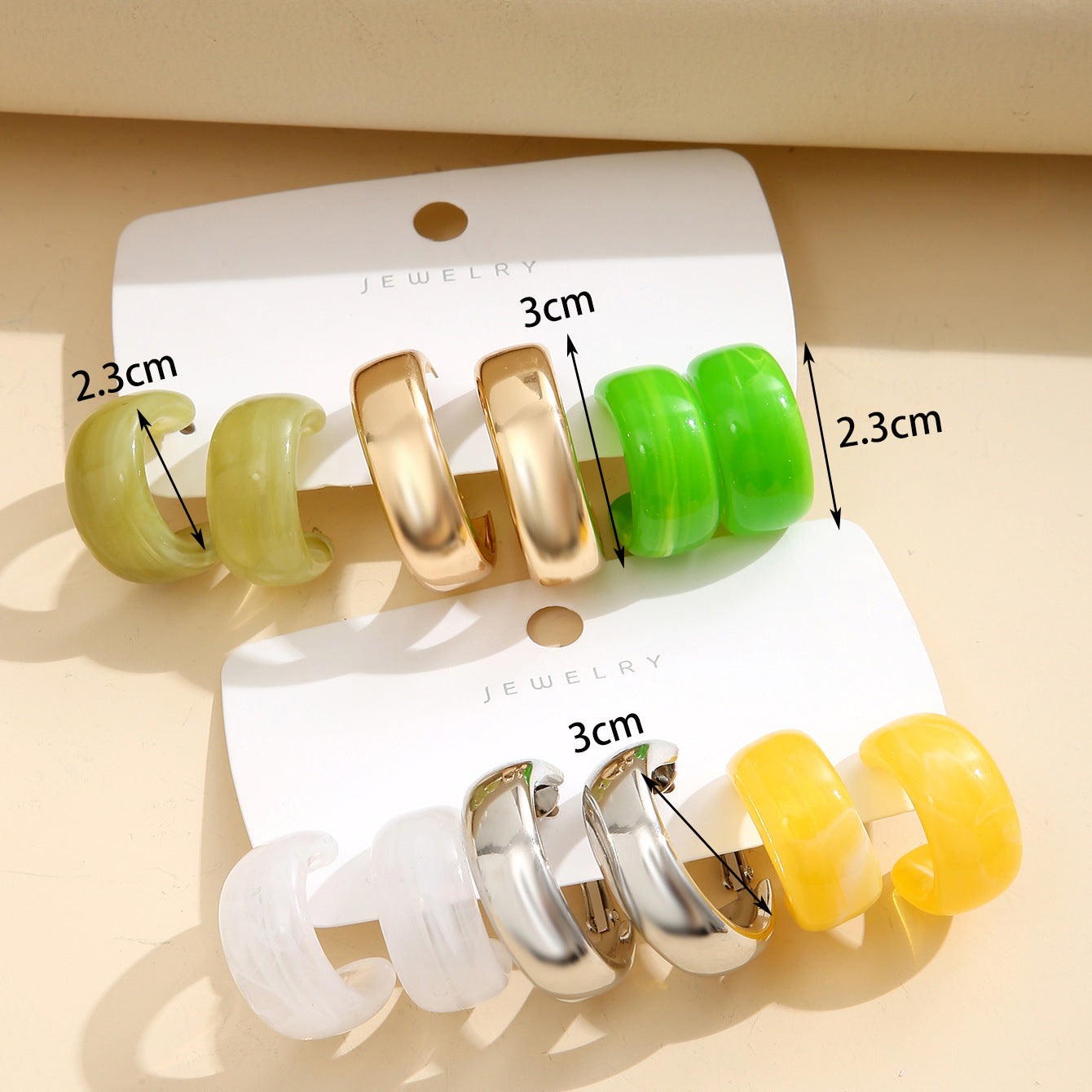 Orange fruit green acetate earrings set 6 pairs