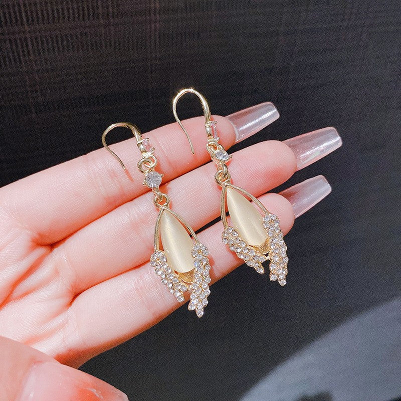 opal wheat leaf earrings