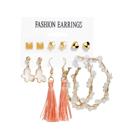 Retro style earrings set 5 pieces