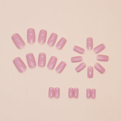 Solid Color Pink Purple Square Nails 24 Pieces