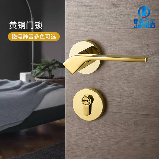 Brass gold interior door lock handle