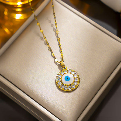 Angel Eye Diamond Necklace: Elegant INS Collarbone Chain