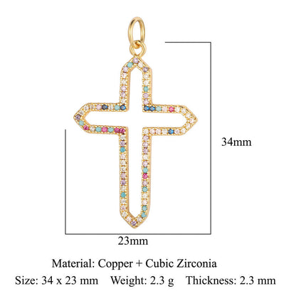 Cross Copper Zircon Necklace Pendant Tree of Life