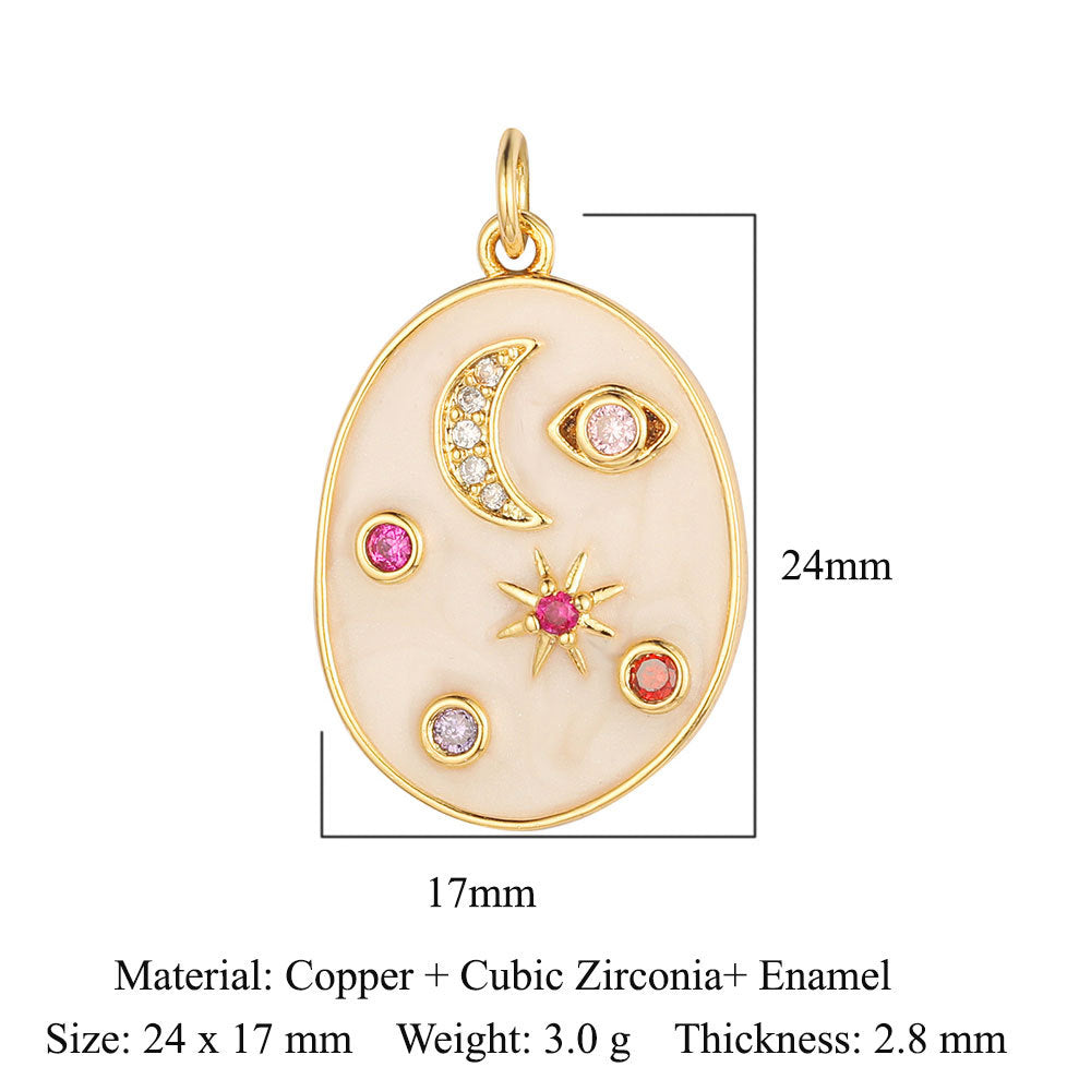 Copper zircon star rainbow pendant.