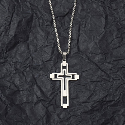 Titanium steel cross trendy cool necklace