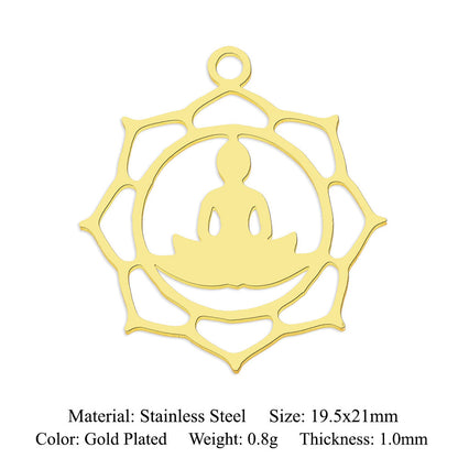 5 pcs/pack Lotus titanium steel pendant yoga pendant