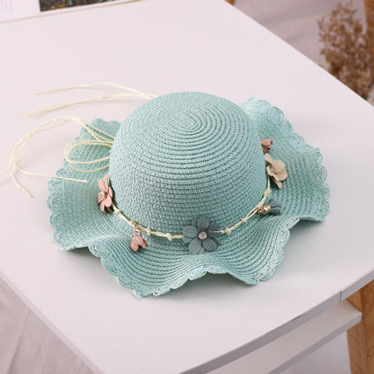 Girls' Straw Hat Crossbody Bag Set Fashion Princess Outdoor Beach Sun