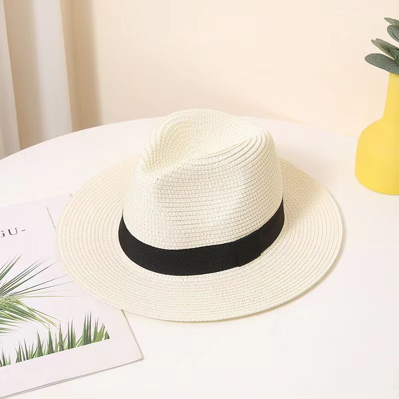 Sombrero de playa de ala ancha de paja con protección solar de verano unisex Panamá 