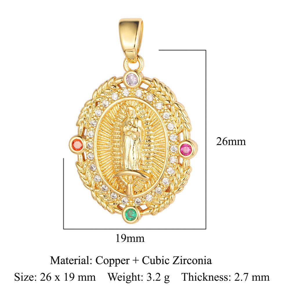 Copper zircon Virgin Mary pendant pendant