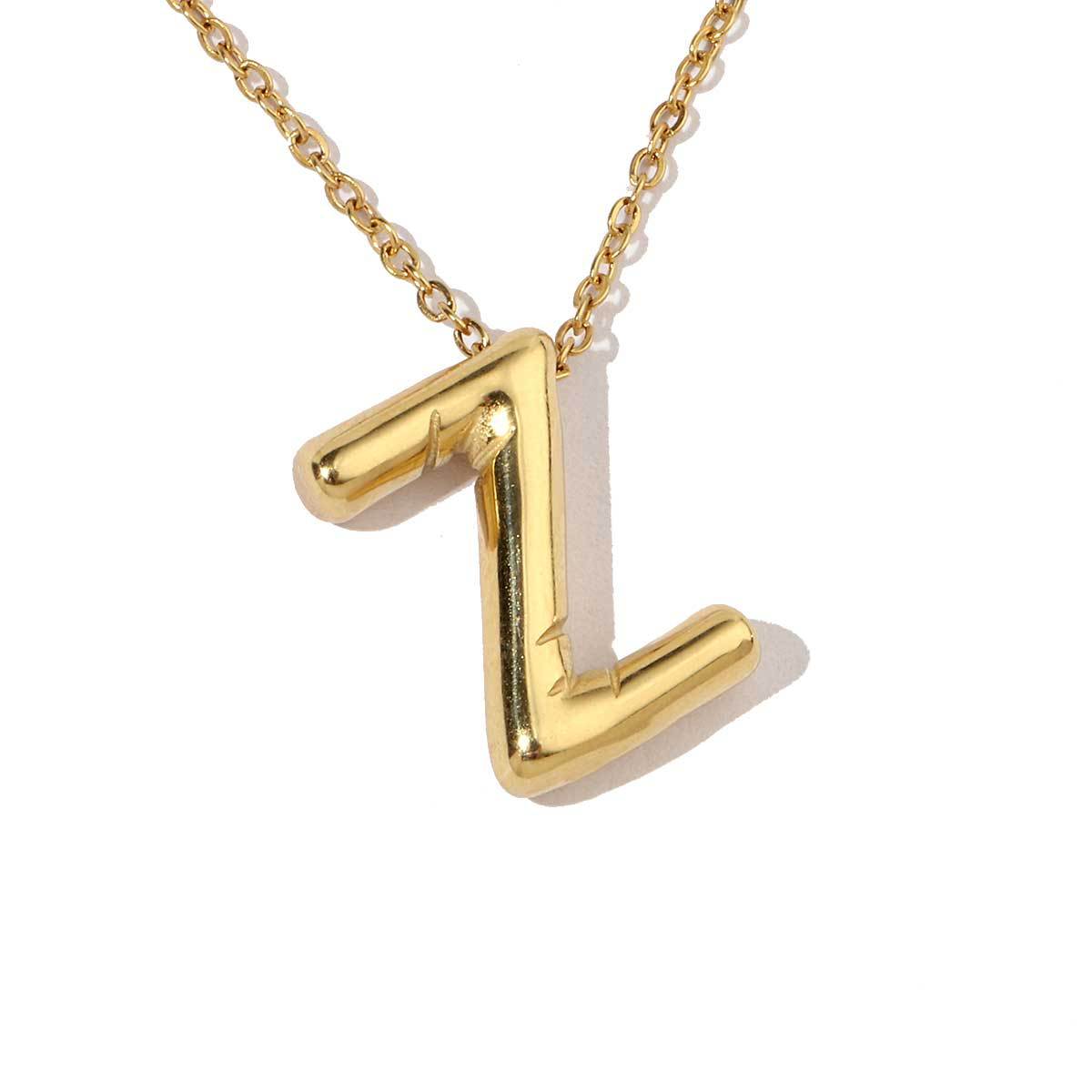 18k real gold titanium steel bubble letter pendant