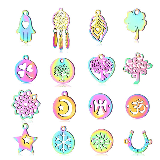 5 pcs/coated colorful dream catcher titanium steel pendant