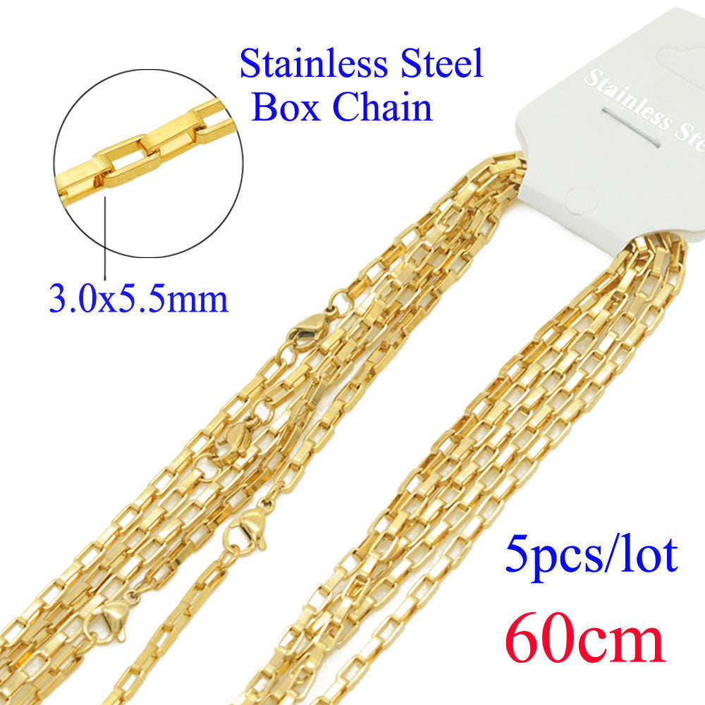 5 pieces/bag stainless steel box chain 3mm thick 60cm long