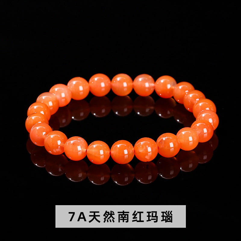 7A Natural Nanhong Agate Round Bead Bracelet