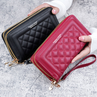 Mobile phone bag double zipper wallet