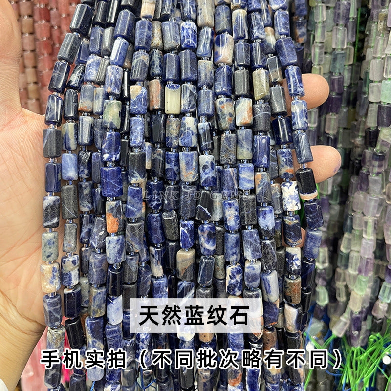 Natural stone crystal cut round tube beads loose beads