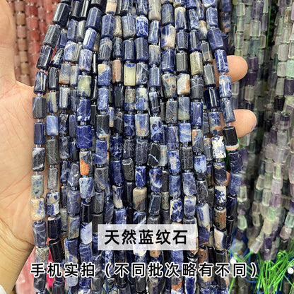 Natural stone crystal cut round tube beads loose beads