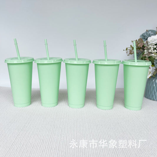 710Ml light green straw cup