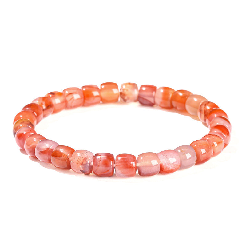 Natural Nanhong agate straight-cut tablet bracelet