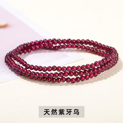 3Mm natural garnet three-ring bracelet