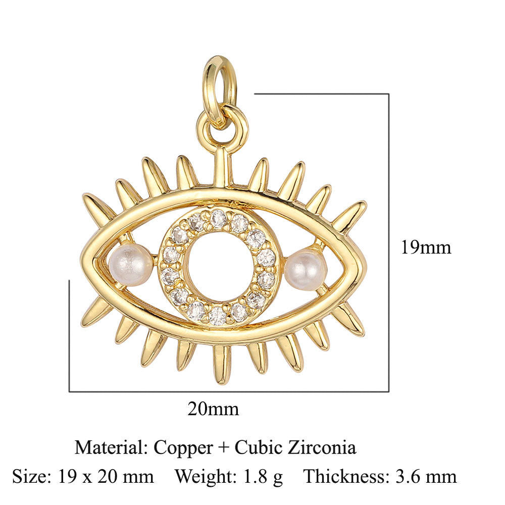 Devil's Eye Cross Copper Zircon Pendant