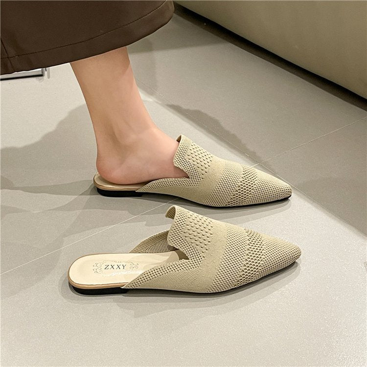 Flying woven pointed slippers