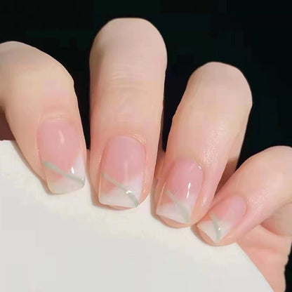 Wearable Square Short Simple Nail Stickers