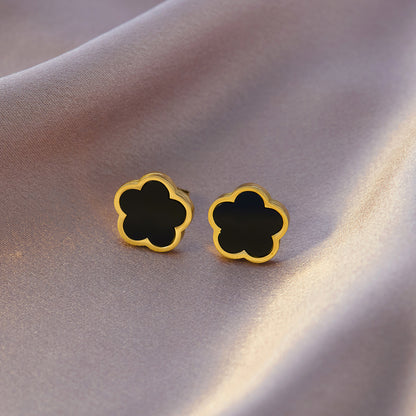 Four-leaf clover titanium steel ear buckle