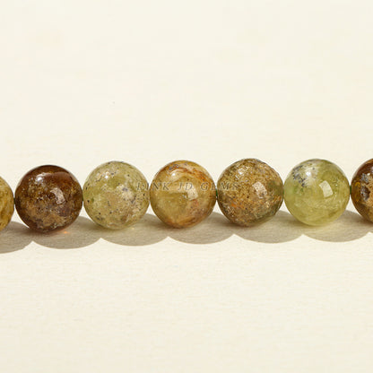 Natural green garnet loose beads saffron round beads