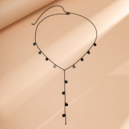 Black chain stacked with love necklace