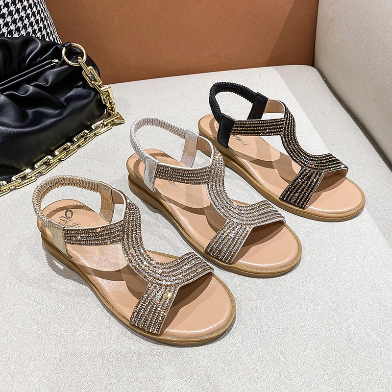 Rhinestone bohemian sandals for women