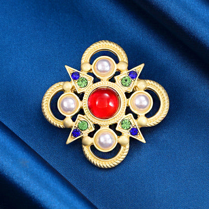 Glazed bead brooch retro