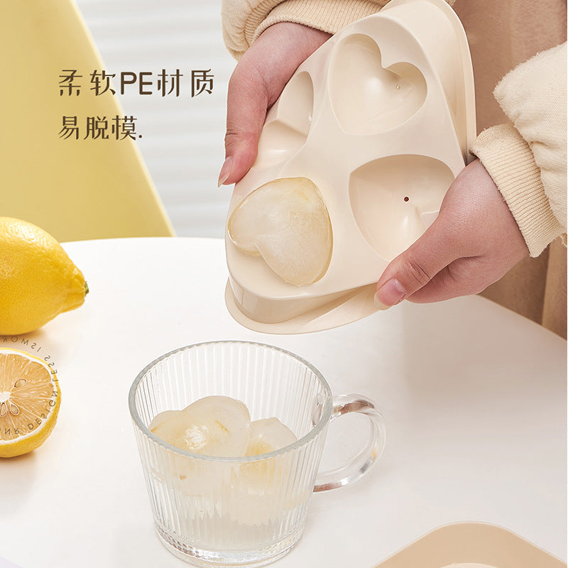 Heart-Shaped Four-Cavity Silicone Ice Cube Tray