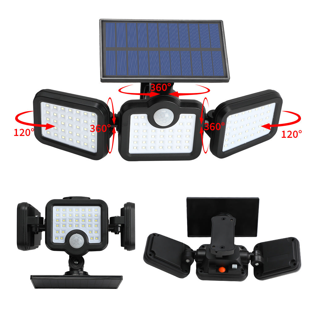 Solar three-head split wall lamp