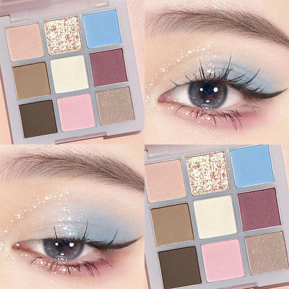 Paleta de sombras de ojos acrílicas transparentes de nueve colores 