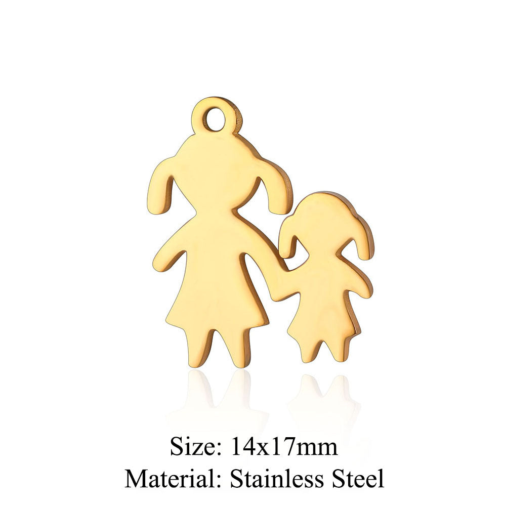 5Pcs/Pack Boy Girl Titanium Steel Pendant Family DIY