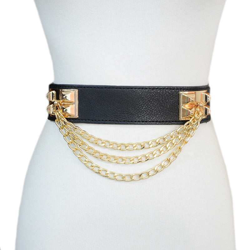 Waist seal metal chain belt