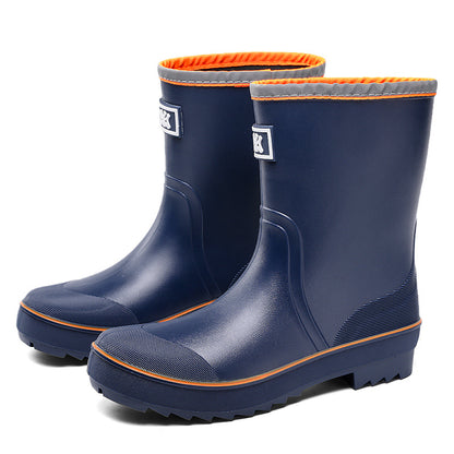 Medium rain boots men's thick-soled outer hemming