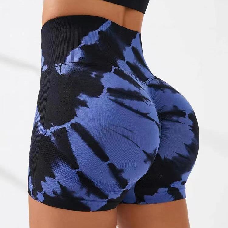 High-Waist Tie-Dye Fitness Shorts