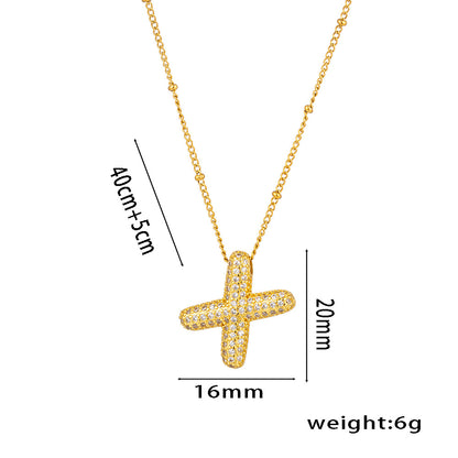 Hip-Hop Ice Sugar Zircon Quartz Letter Pendant American INS Fashion Necklace