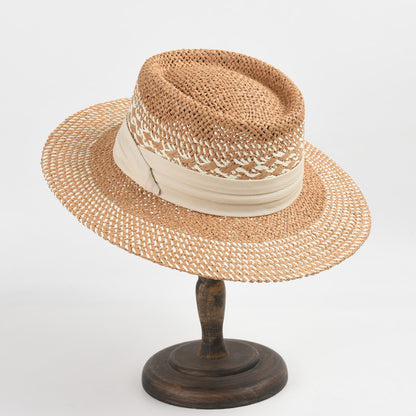 Handwoven Hat Women's Beach Vacation Fashion French Colorblock