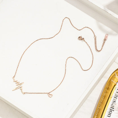 Electrograph wave rose gold necklace