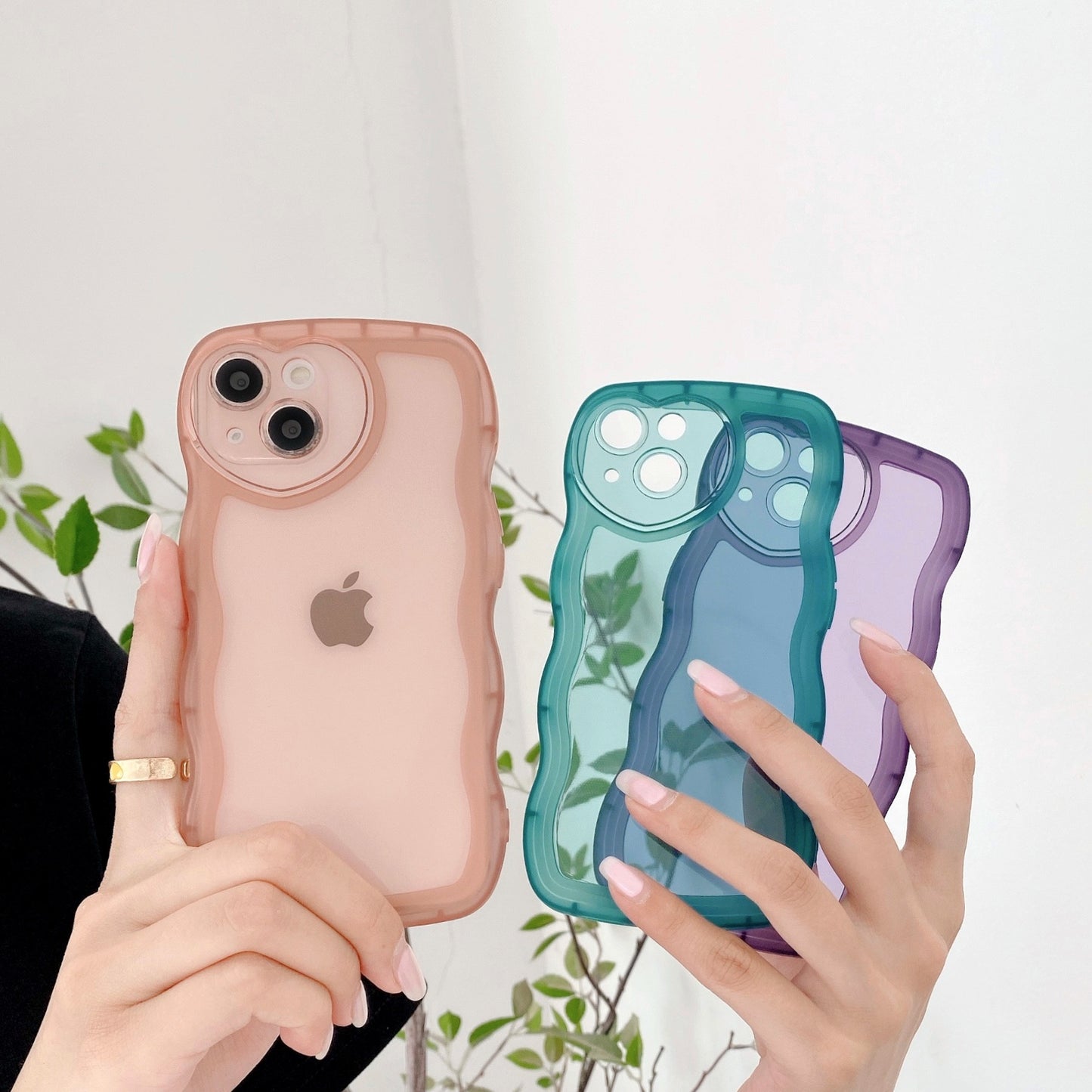 Funda de TPU transparente con diseño de ondas de corazón para iPhone 14 Pro, 8P, XS Max